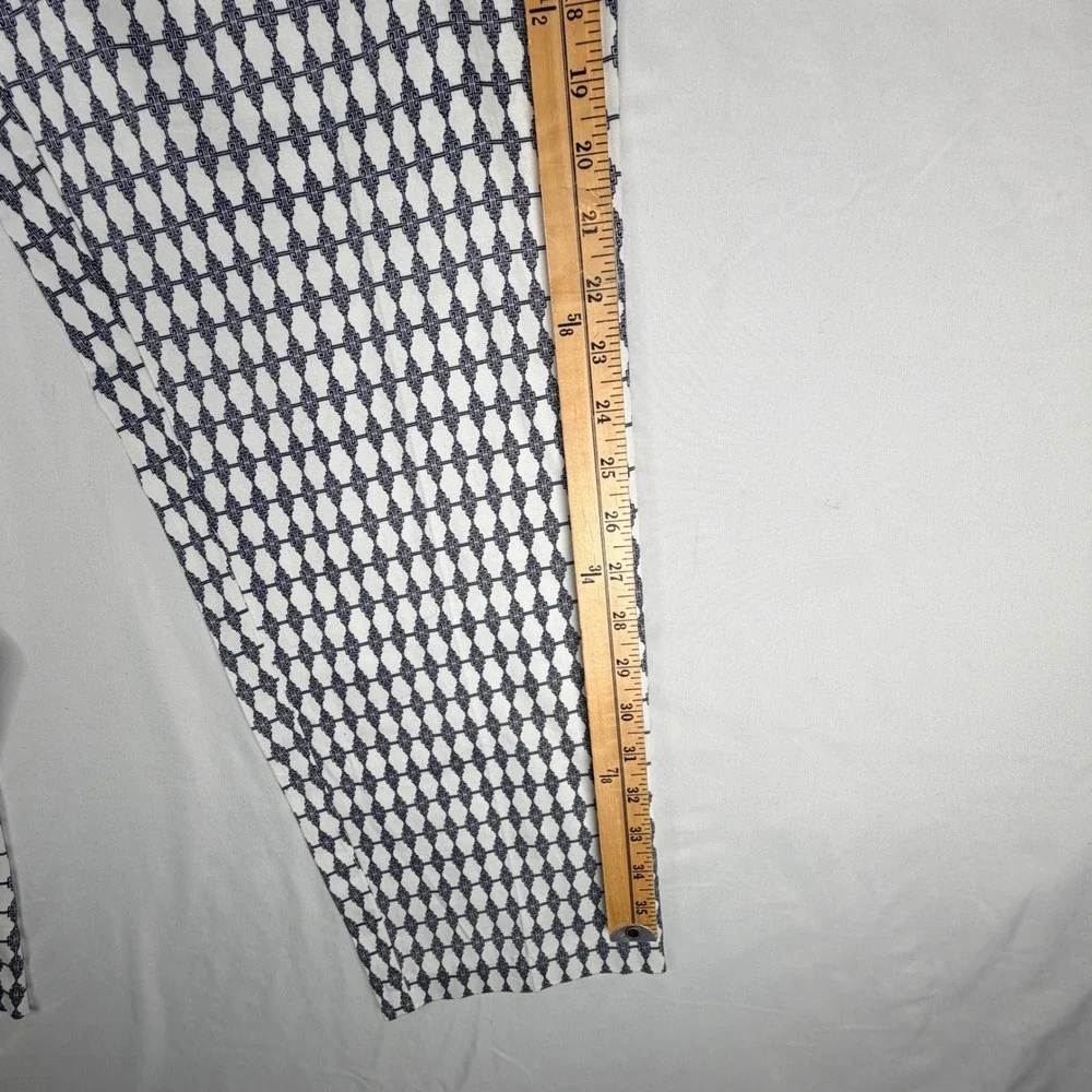 Cato Contemporary Womens 14 Ankle Pants Blue White Geometric Print New